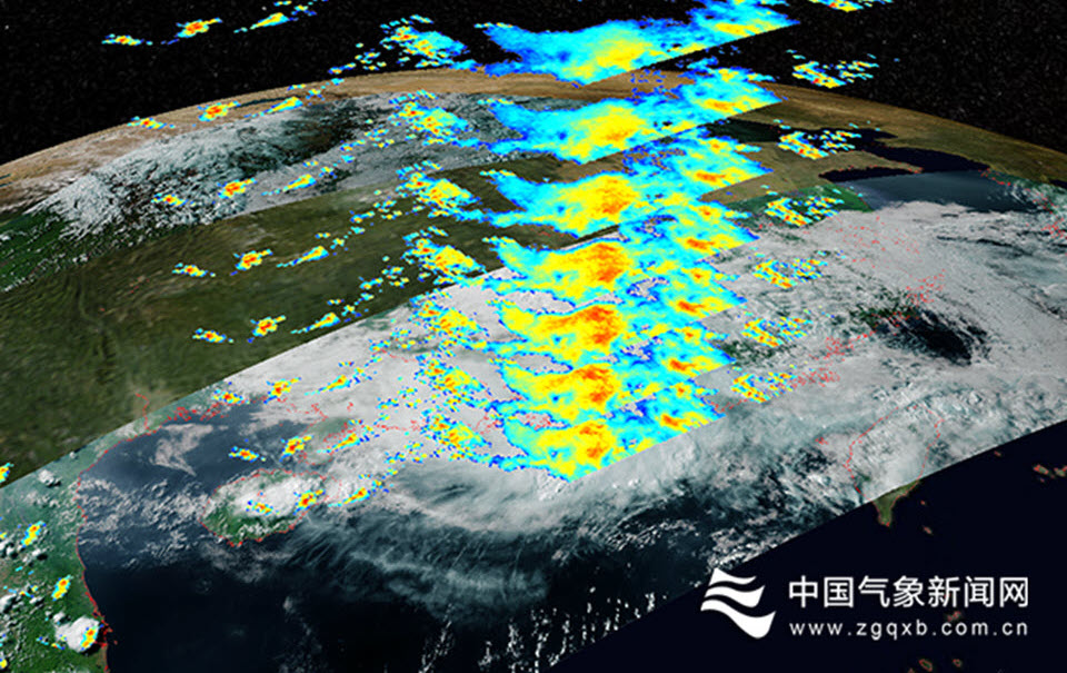 The Ku/Ka-band dual-frequency precipitation measurement radar onboard the FY-3G Satellite captured rainfall near Hainan and Yangjiang in Guangdong Province. The image showed the three-dimensional structure of the precipitation system from 3.75 to 6 kilometers from the surface. Credits: National Satellite Meteorological Centre of CMA