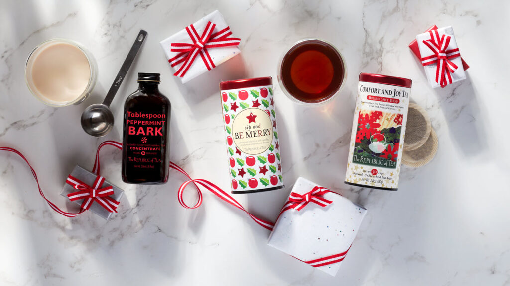 Holiday selection with spoonful tea concentrate